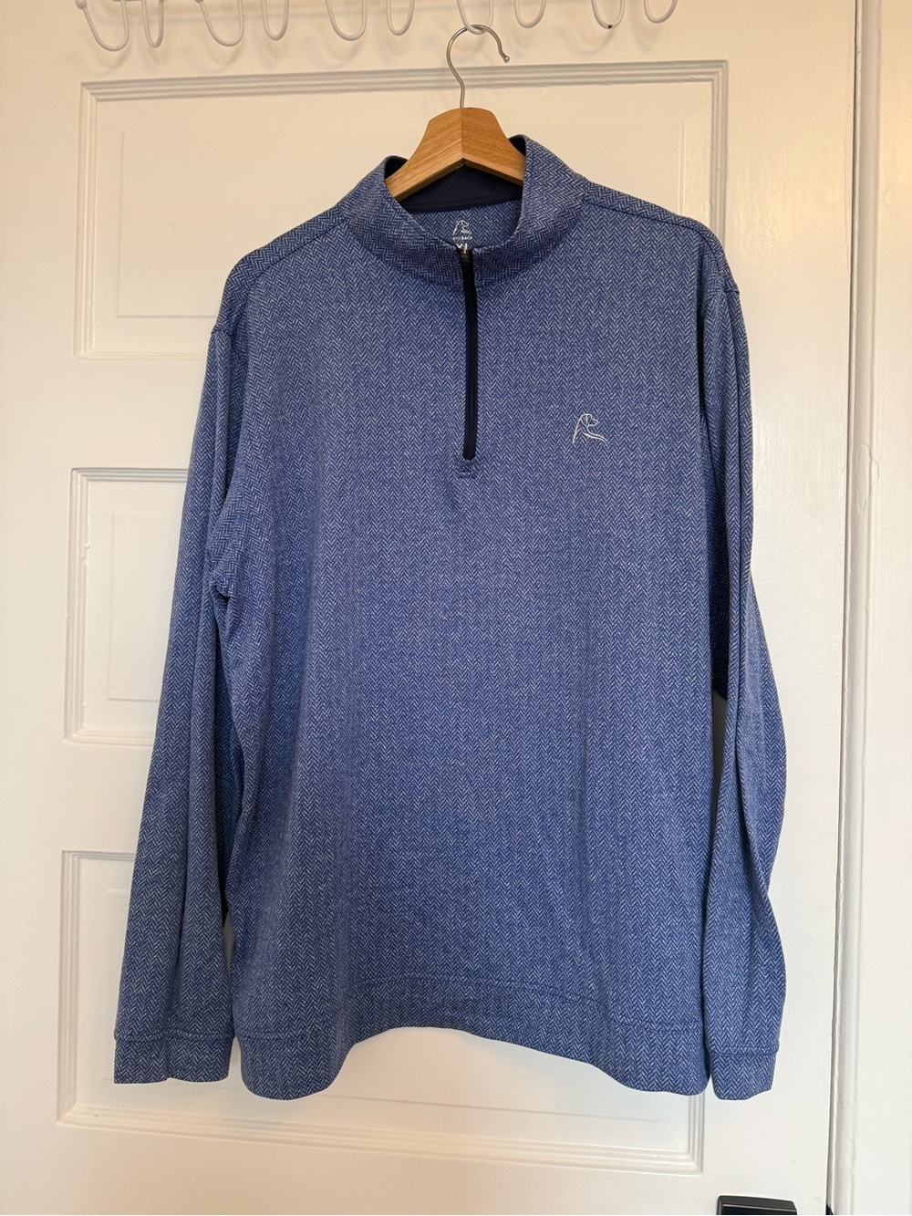 Rhoback Mens Herringbone Blue Q-zip Jacket